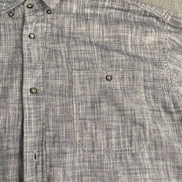 PD & C Short Men's 2X Sleeve Button Down Polo Shirt Dark Gray Denim 100% Cotton - Picture 8 of 12